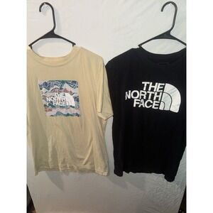 2 North Face Men's Medium T-Shirts, One Black One Tan, Front Graphic
